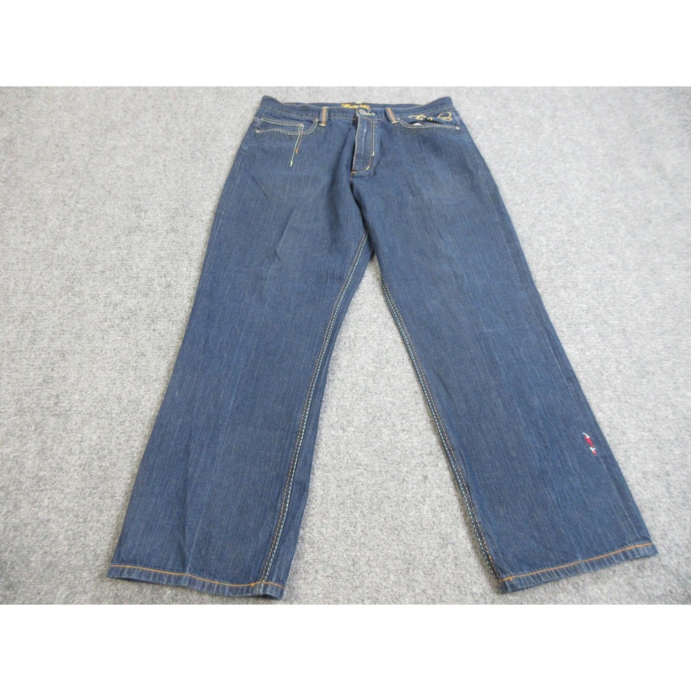 Coogi Jeans Mens 40x34 Blue Denim‎ Straight Leg Embroidered Logo Y2K Baggy